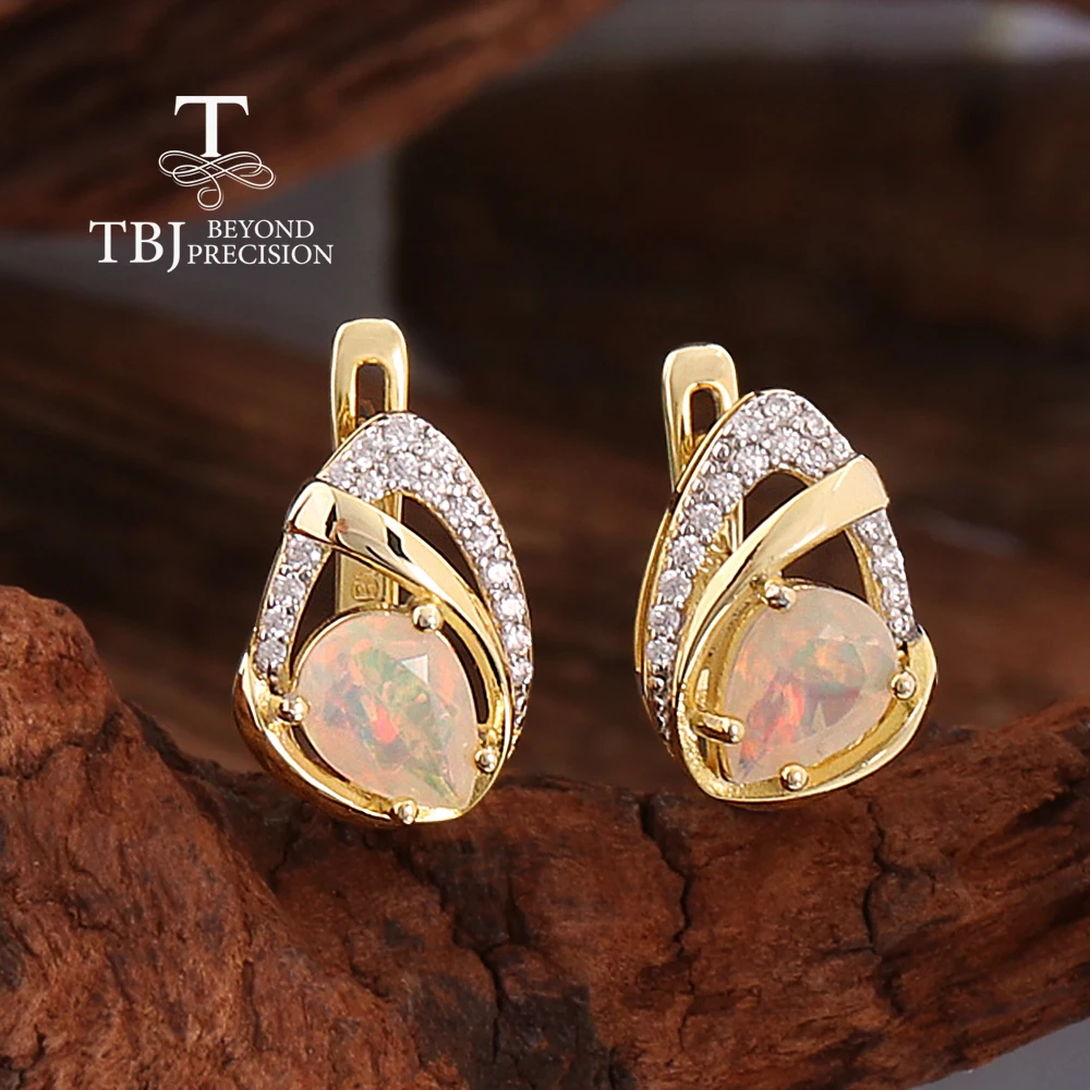 

Gorgeous 925 sterling silver earrings natural Colorful pear 6*8mm Opal October Birthstone fine jewelry for women's party gifts