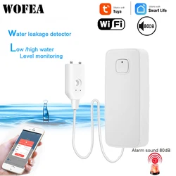 Tuya Smart Life Water Leakage Sensor Water Overflow Level Detector Free Message Push And Alarm Volume 80DB Line 1m 2m 3m 4m 5m