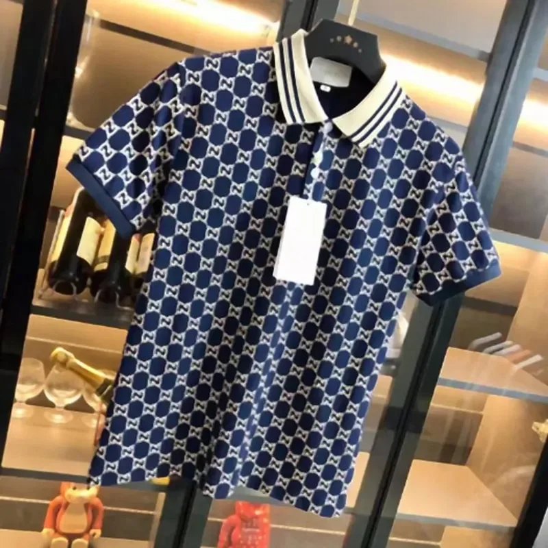 

Men's polo shirt lapel T-shirt solid color business casual men's top high-end
