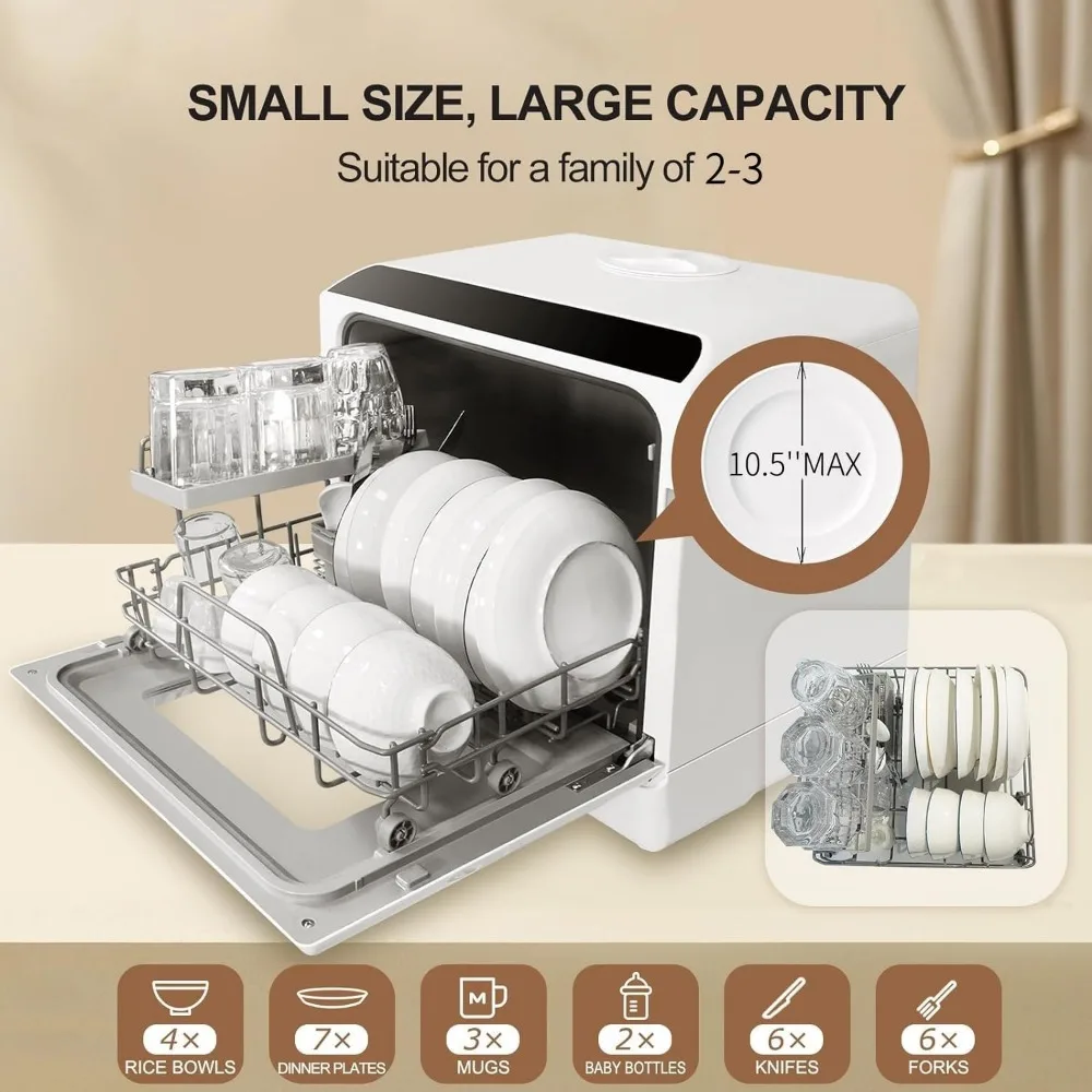 غسالة صحون كونترتوب مع خزان مياه ، غسالة صحون محمولة ، 5 برامج غسيل