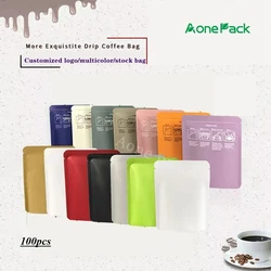 100pcs Customized New Color High Barrier Small Pouch 3 Side Seal Flat Foil Bags Tea Ground Drip Coffee Packaging Organizer Bag