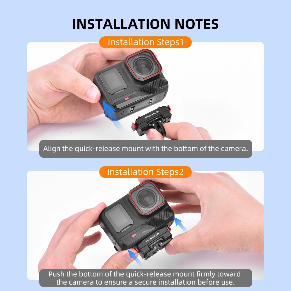 Flymile Magnetische Schnellwechselhalterung für Insta360 X6 X5 Ace Pro 2 Drehbare Verlängerungshalterung mit 1/4″ Schraube/2-Klauen-Adapterbasis – Detail 6