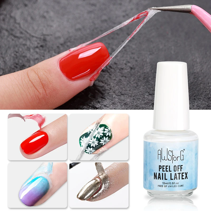 AWstorG 15ML Nail Polish Liquid Peel Off  Latex Anti-freezing Cuticle Nail Skin Protector Top Base Matte Coat Odor-Free Nail