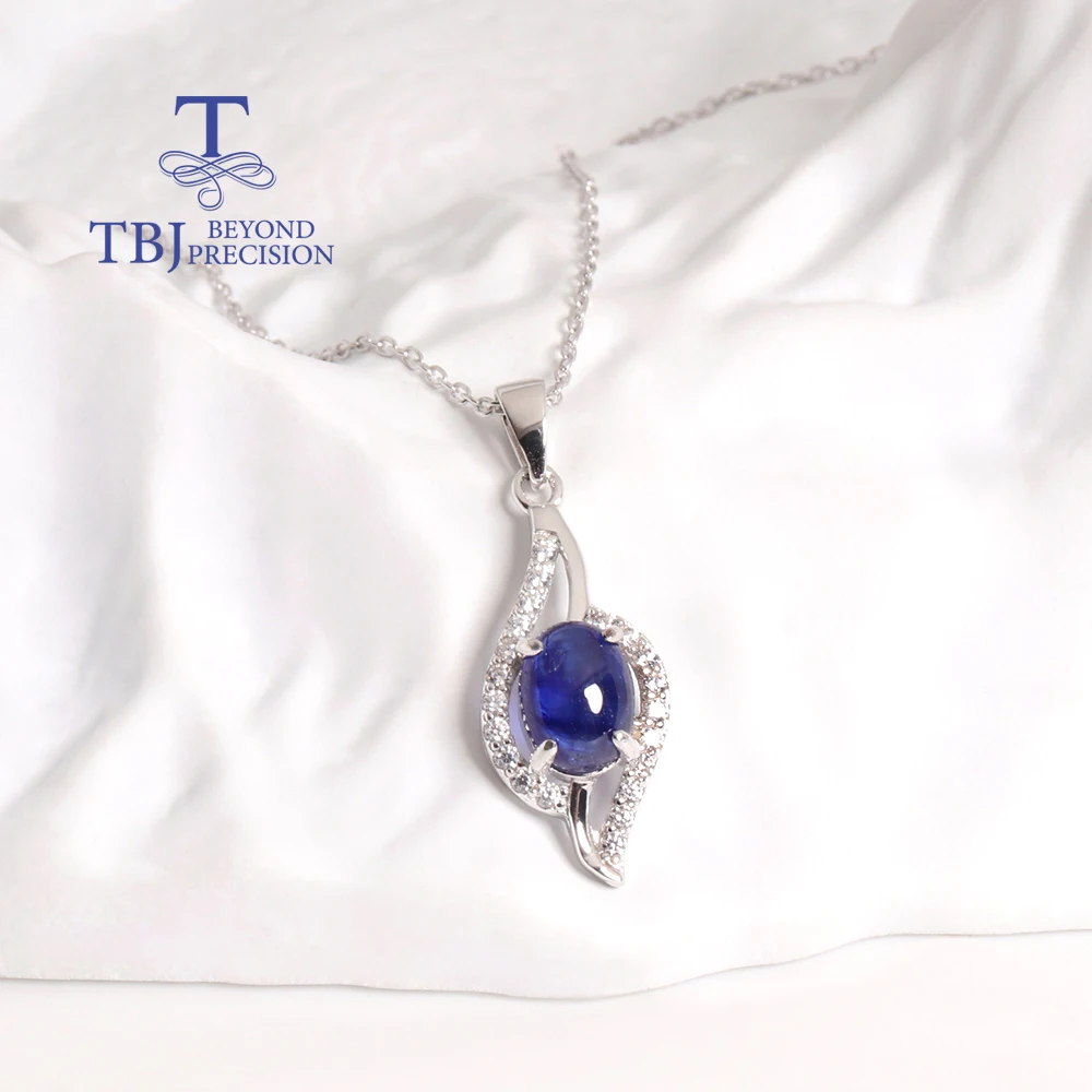 Luxury September Birthstone Natural filled glass sapphire silver pendant necklace Lady Anniversary & Banquet & birthday gift