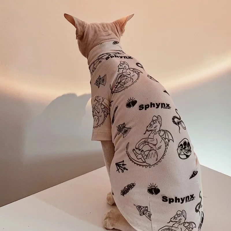 Spyhnx Sphinx Hairless Cat Clothes Snugly Original Devon Konis Tattoo Close-fitting Comfortable Undercoat T-shirt Cat Pajamas