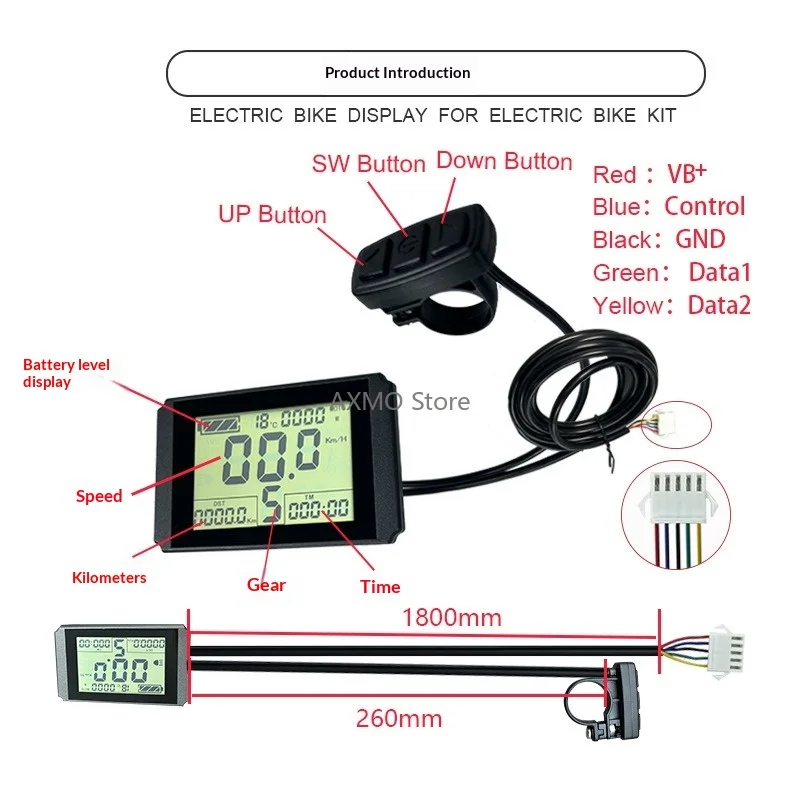 

Electric Bicycle KT LCD 10H Display LCD 24V/36V/48V Display SM Plug for Electric Bicycle Conversion Accessories