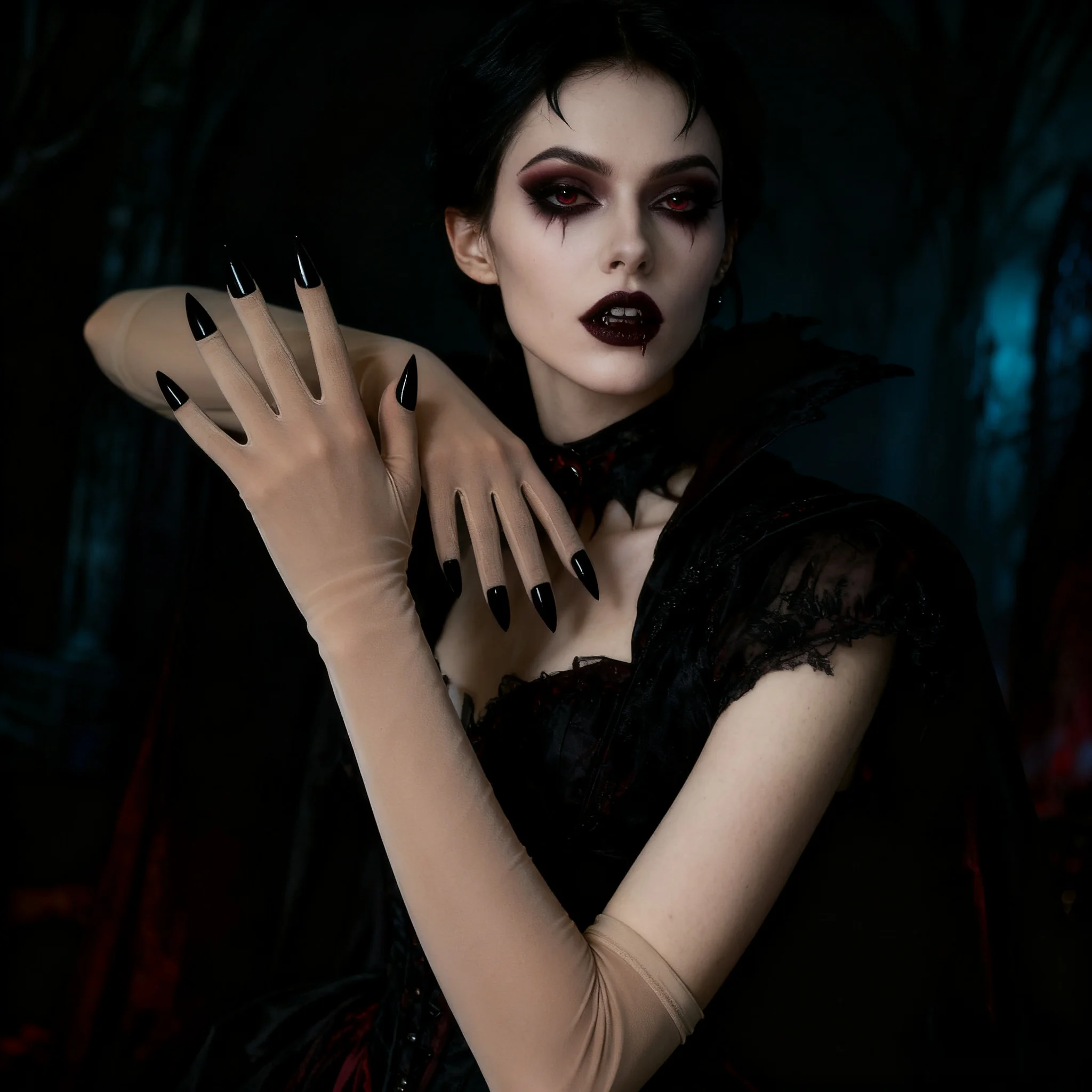 Guanti unisex morbidi e traspiranti con calza lunga a 5 dita con chiodi per la festa di crossdressing cosplay