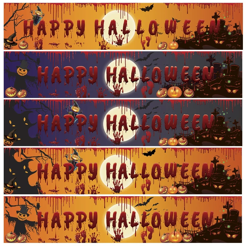 

Баннер на Хэллоуин 250x48 см — дом-призрак, тыквенный фонарь и дизайн гробницы, полиэстеровая гаражная дверь, украшение для вечеринки