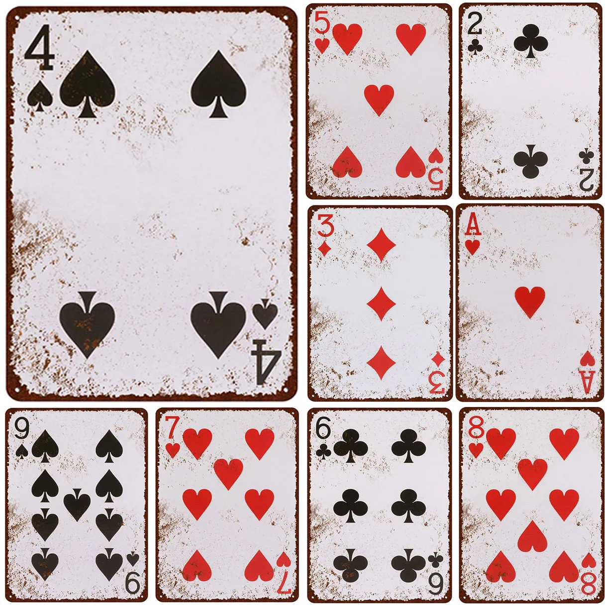 Vintage Poker Metal Tin Signs Wall Posters Plaque Iron Painting Decoration for Garage Game Room Home Cafe Living Room Club Bar