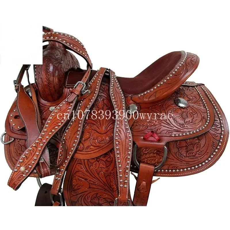 

Customized Style Color Suede Fiber Origin Drum Type Size Place Model DyedCD Western Horse Saddle Tack Set Leather Seat