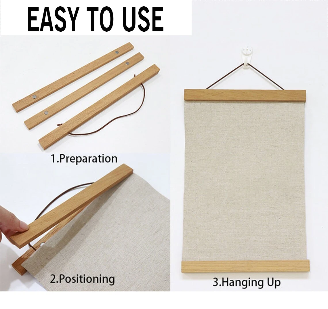 Magnetic Teak Pine Wood Picture Poster Hanger Frames