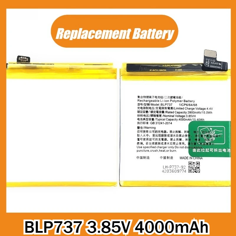 

BLP737 3.85V 4000mAh Replacement Battery For OPPO Reno 2Z Reno 2F Phone Battery Brand New High Quality