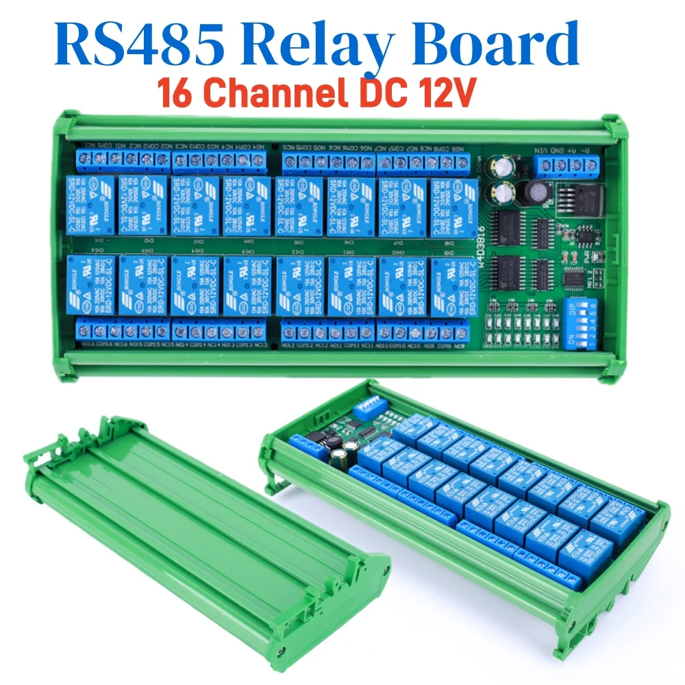16 Channel Modbus RTU PLC Controller Serial Port Switch RS485 Relay Module Control Switch Board for PLC PTZ Camera Motor LED