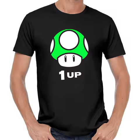 Mushroom Mushroom 1 UP Gamer Nerd Geek Gift Sayings Funny Fun Comedy T-Shirt