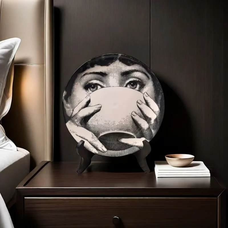 Elegante plato decorativo de cerámica retro de 8 pulgadas: diseño moderno de mujer, apto para microondas, ideal para sala de estar, dormitorio, oficina, Cof