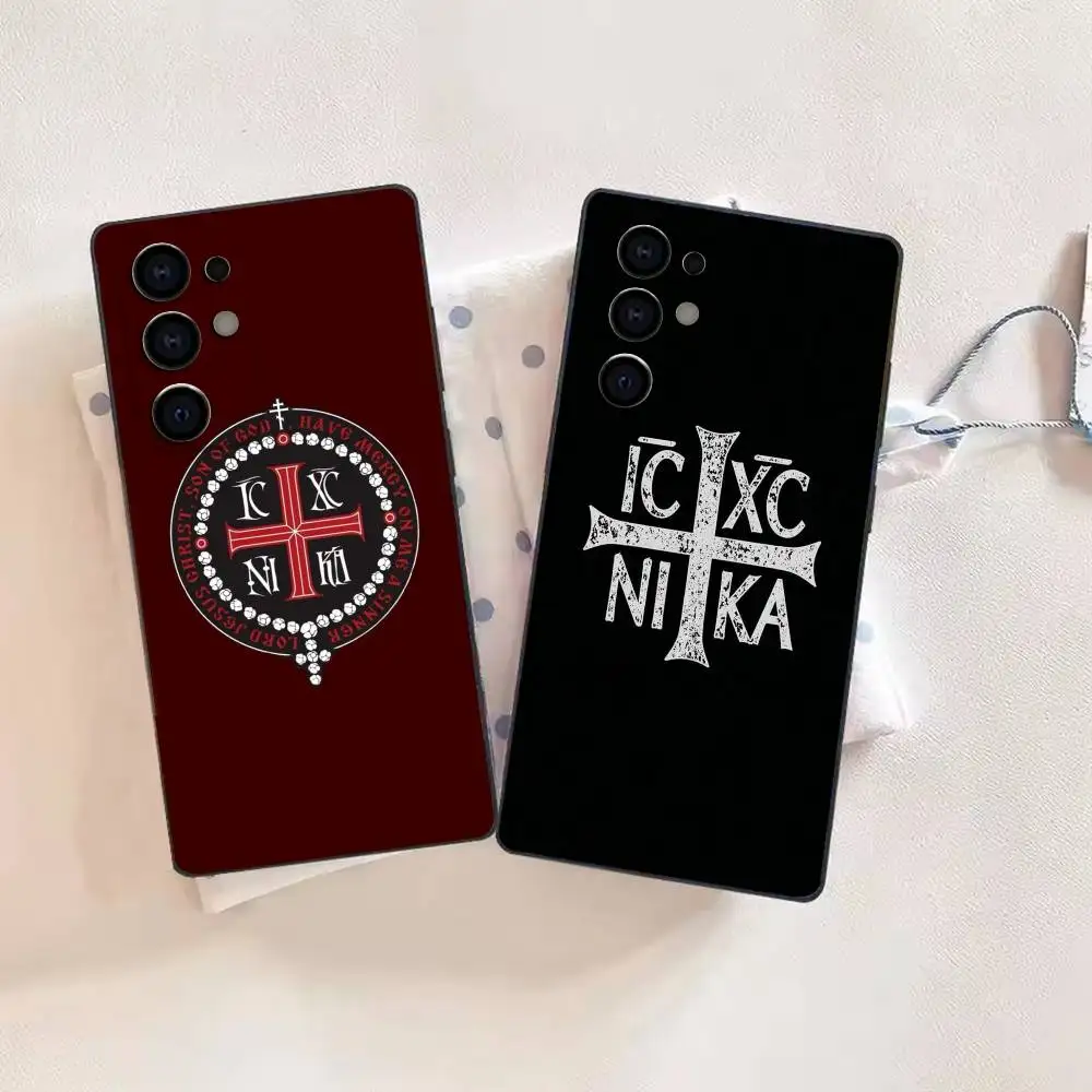 Orthodox Cross Icon Church Phone Case For Samsung S26,25,24,21,22,21,20,10,9,8,7,6,Ultra,Plus,Fe, Lite Black Cover