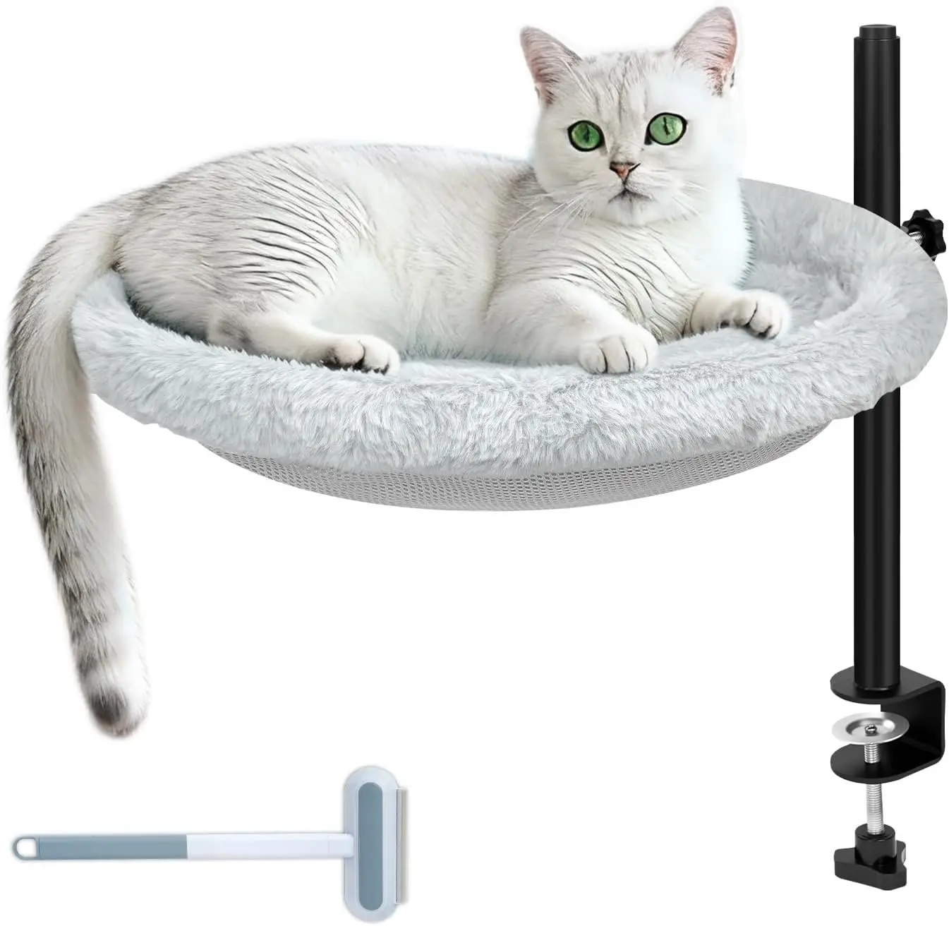 

Cat Bed for Desk - 360° Rotating, Height Adjustable, Up to 50 lbs, Removable Washable Hammock