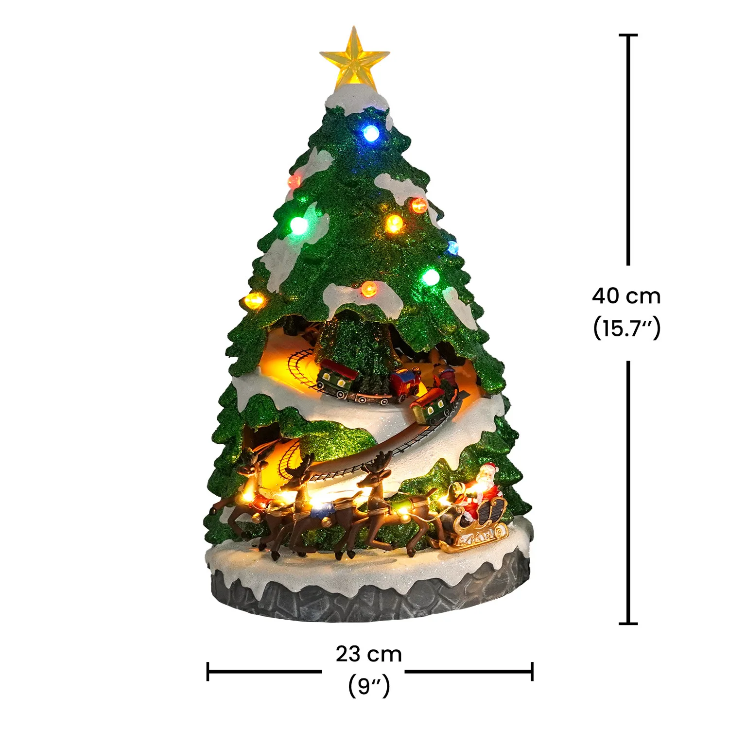 Christmas Large Glowing Ornament Christmas Tree Music Box Holiday Decorations Crafts Train Turning