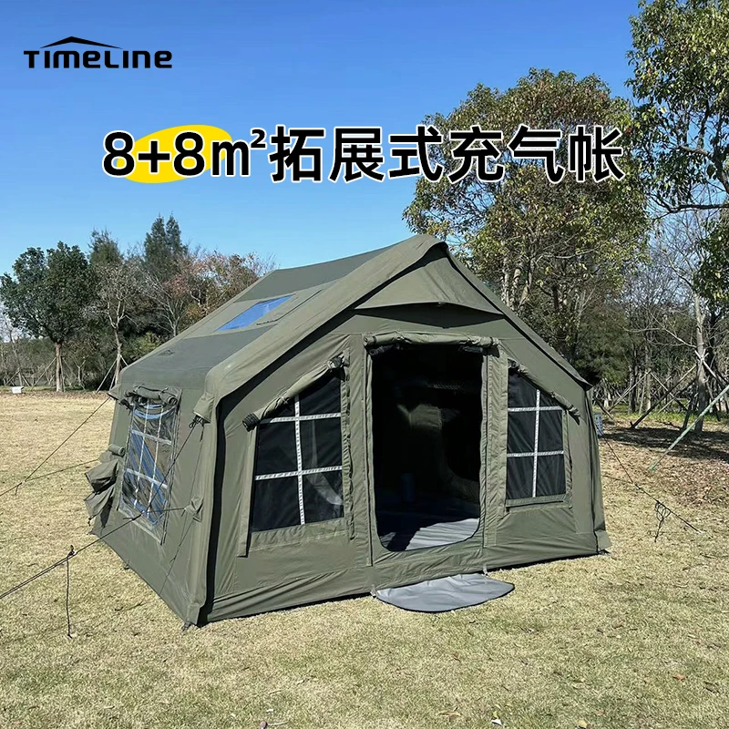 

8 + 8 m2 inflatable tent outdoor camping overnight windproof and rainproof military wind quick open tent