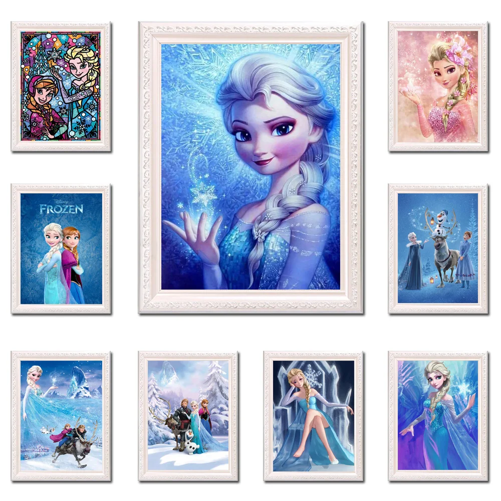 Disney Princess Cartoon Diy 5d Round Diamond Painting Frozen Elsa Cross Stitch Kits Art Picture Decoration For Living Room