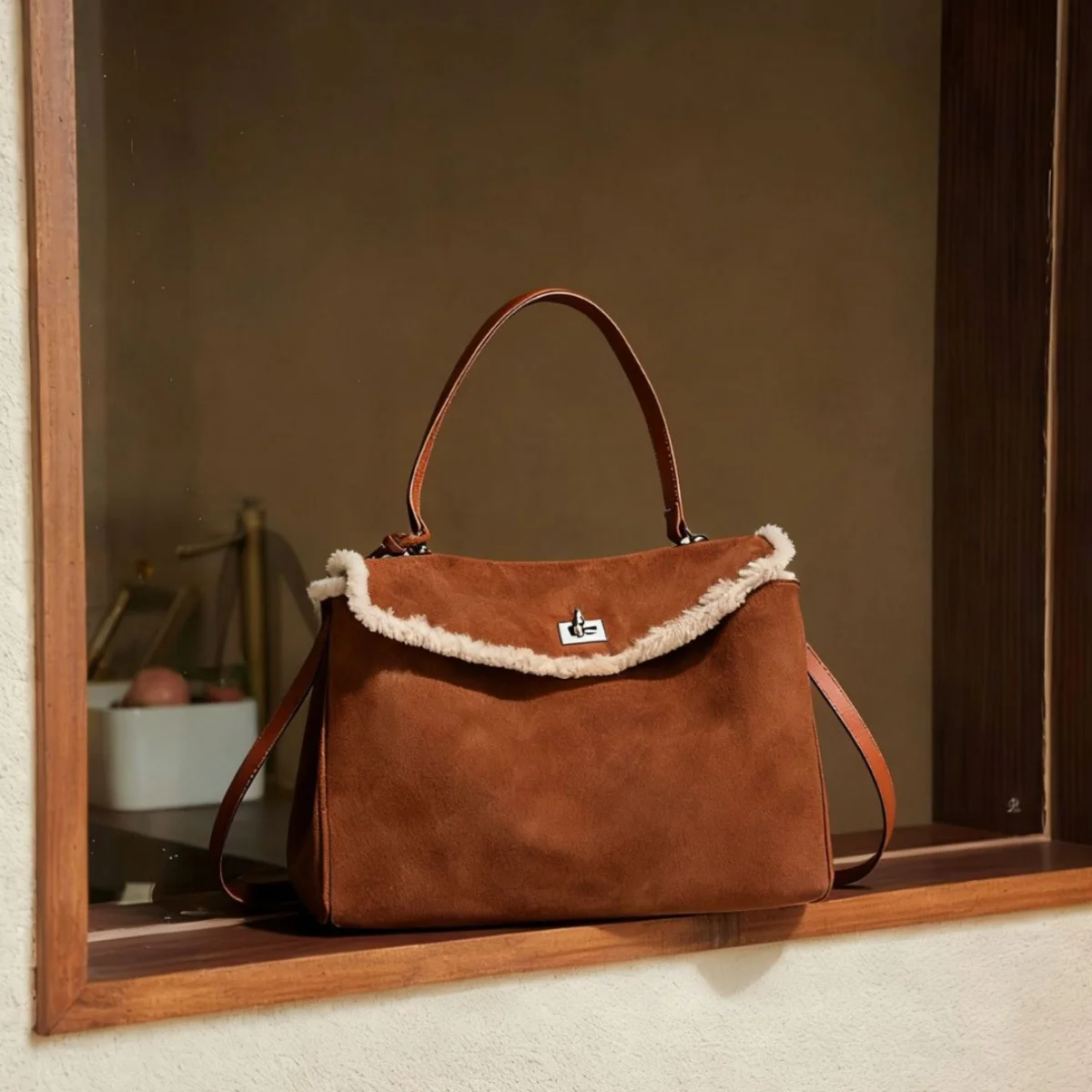 

Hot Sale Rodeo Bags Autumn And Winter Suede Tote Shoulder Bag Women's Genuine Leather High-end Cowhide Large Capacity Handbag