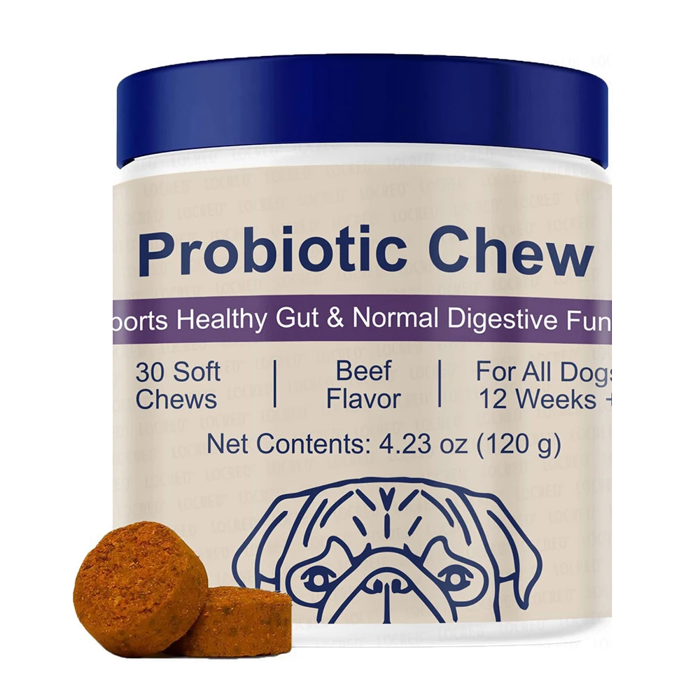 

Probiotics for Dogs - Diarrhoea Relief, Gut Health Support, lmmune & Anti-ltch Function (Beef Flavor 30 Soft Chews)