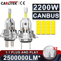 H7 LED Headlight Bulb Mini H4 H1 H11 9005 9006 HB3 HB4 9012 Hir2 2200W 4 Side CSP Chip LED Car Headlamp Auto Diode 360 Turbo LED