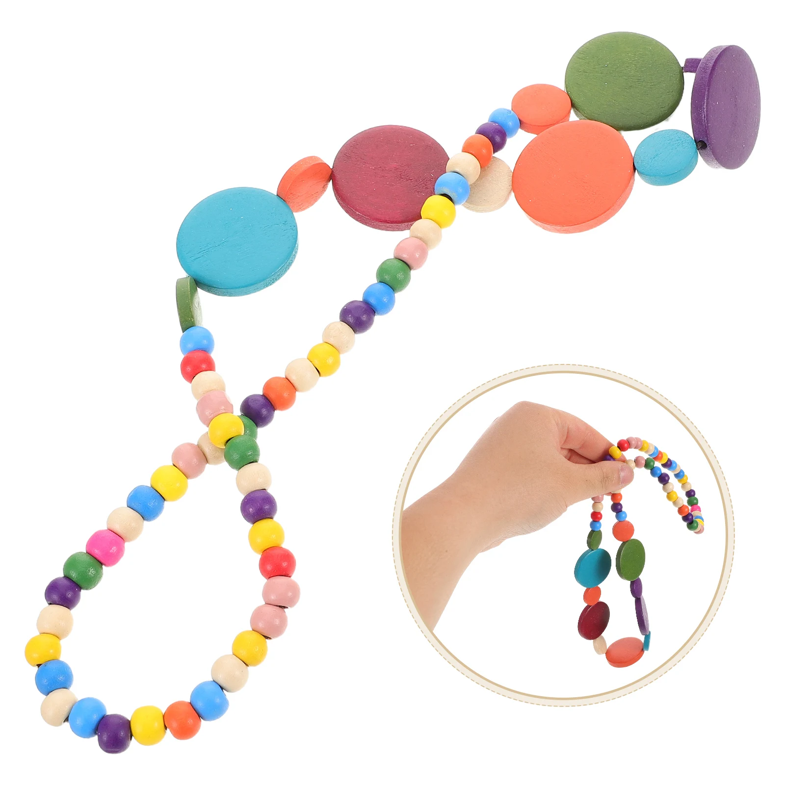 

Colorful Wooden Beaded Necklace Vintage Tribal Style Boho African Choker For Women Lightweight Natural Wood Ethnic Jewelry