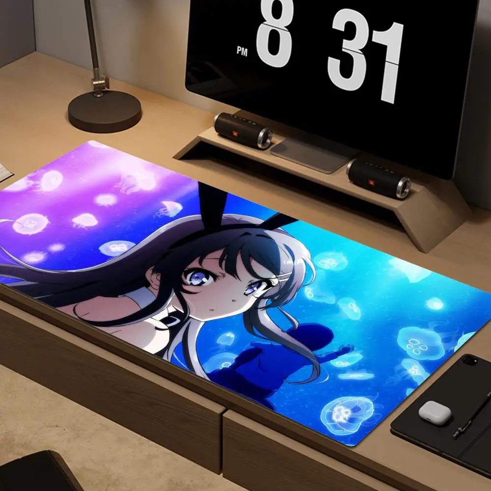 Bunny Girl Sakurajima Mai Mouse Pad Xxl Gaming Accessories Keyboard Desk Mat Computer PC Gamer Cabinet Carpet Large Mousepad Rug