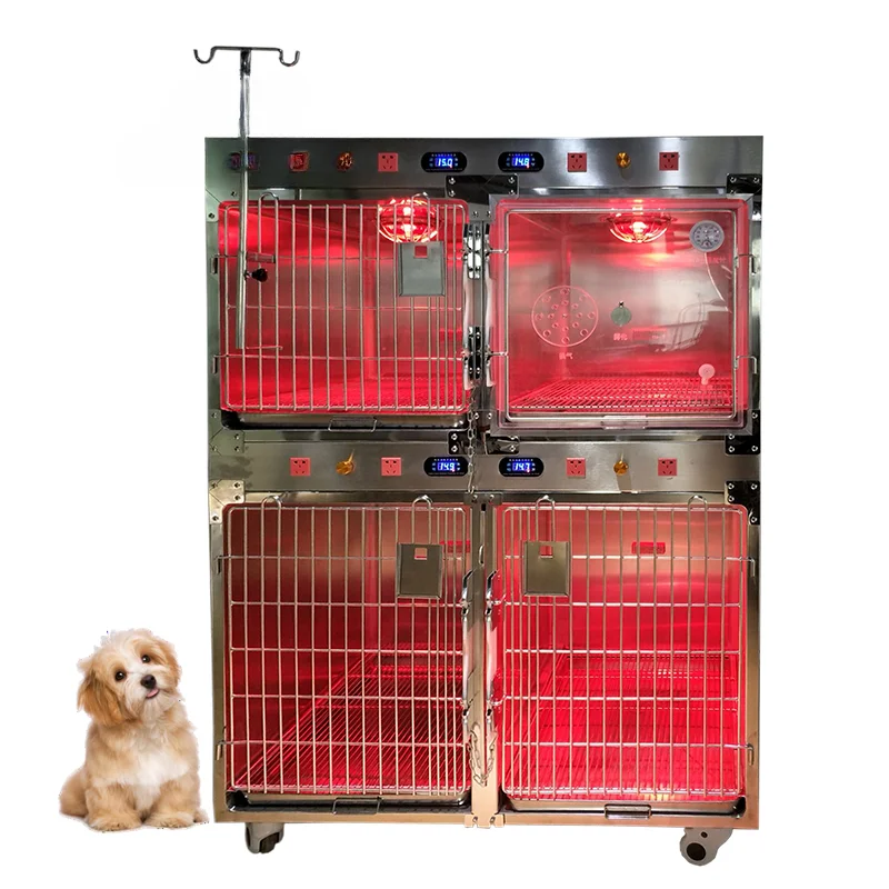 

Veterinary Equipment Stainless Steel ICU Veterinary Animal Pet Incubator Dog Oxygen Cage Hospital For Dog Cat