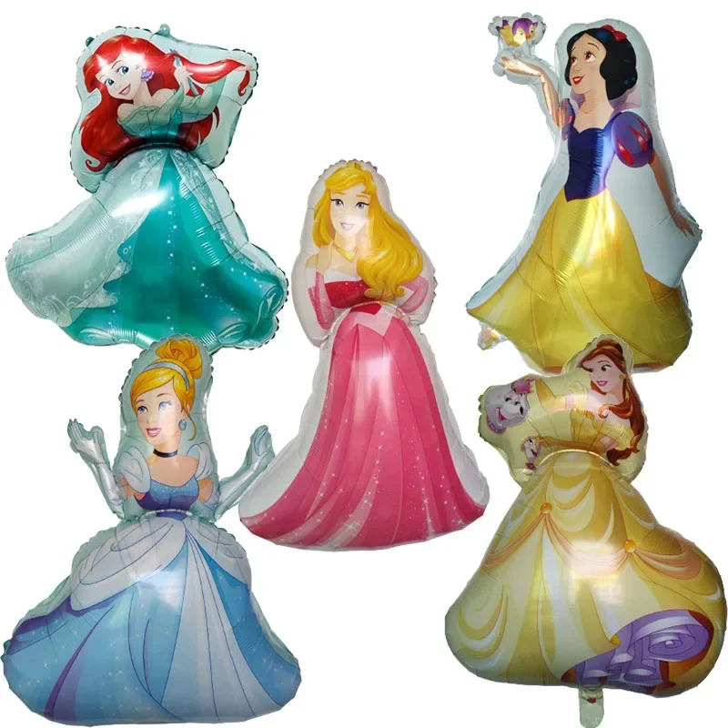 50Pcs Cartoon Princess Foil Balloons Snow White Elsa Bella Ariel Baby Shower Inflatable Helium Globos Kids Birthday Party Decor