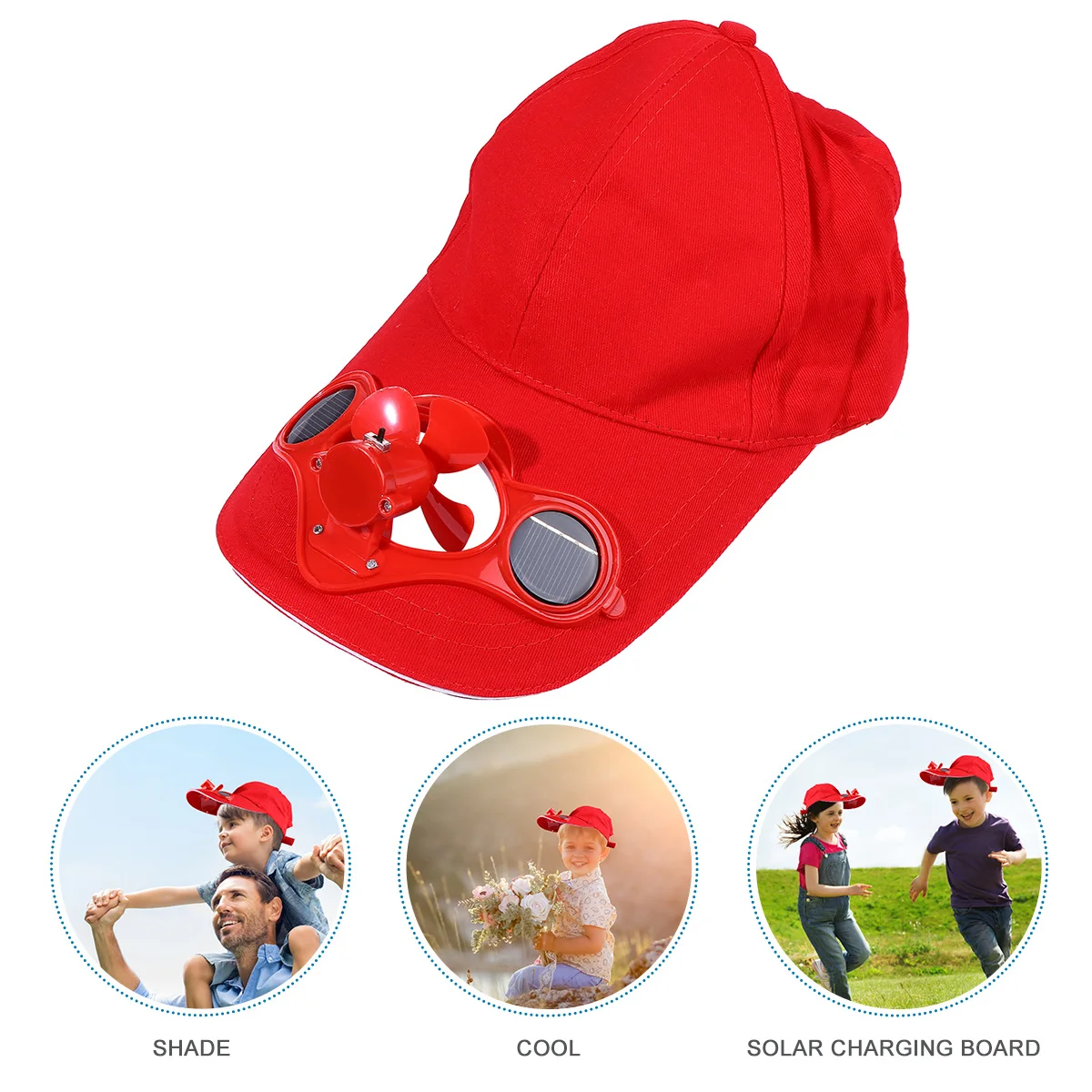 

Cotton Fan Hat for Kids Red Color Boys Girls Sports Sun Storage Hat Summer Cooling Not Easy to Damage Fan Cap