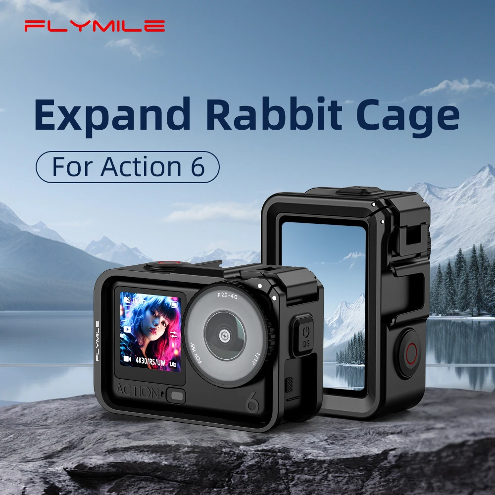 Flymile Action 6-Käfig-Schutzhülle für DJI OSMO Action 6-Zubehör mit Kaltschuhhalterung, Verlängerungsrahmenkäfig – Detail 1
