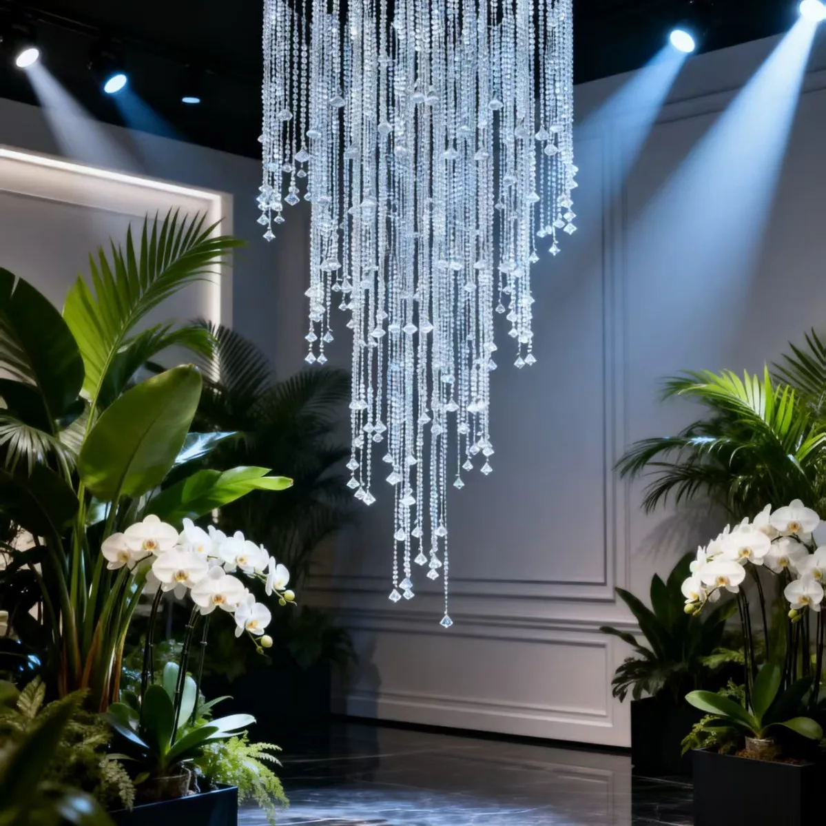 New acrylic crystal bead curtain pendant wedding hall  hotel banquet hall ceiling decoration
