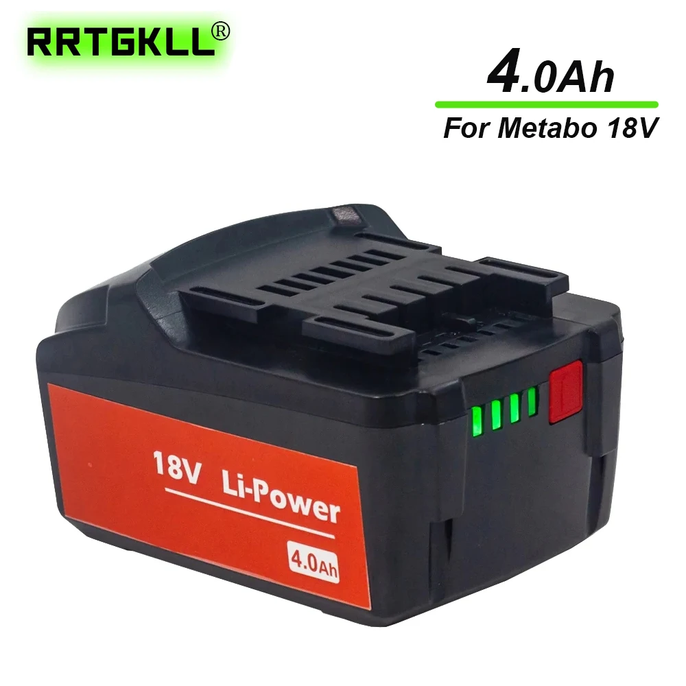 Lithium-Ion Battery 18V 4.0Ah for Metabo Wireless Power Tools Rechargeable Battery Drill Bit Drive Hammer for Metabo 18V Battery