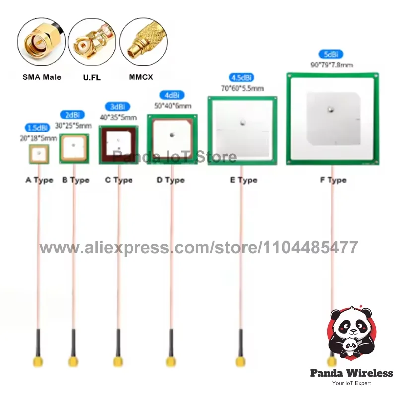 السلبي السيراميك UHF RFID هوائي البديل مع SMA U.FL MMCX موصل 915 ميجا هرتز RG178 12 سنتيمتر لوحدة القارئ الطائرات بدون طيار الموضع الجوي