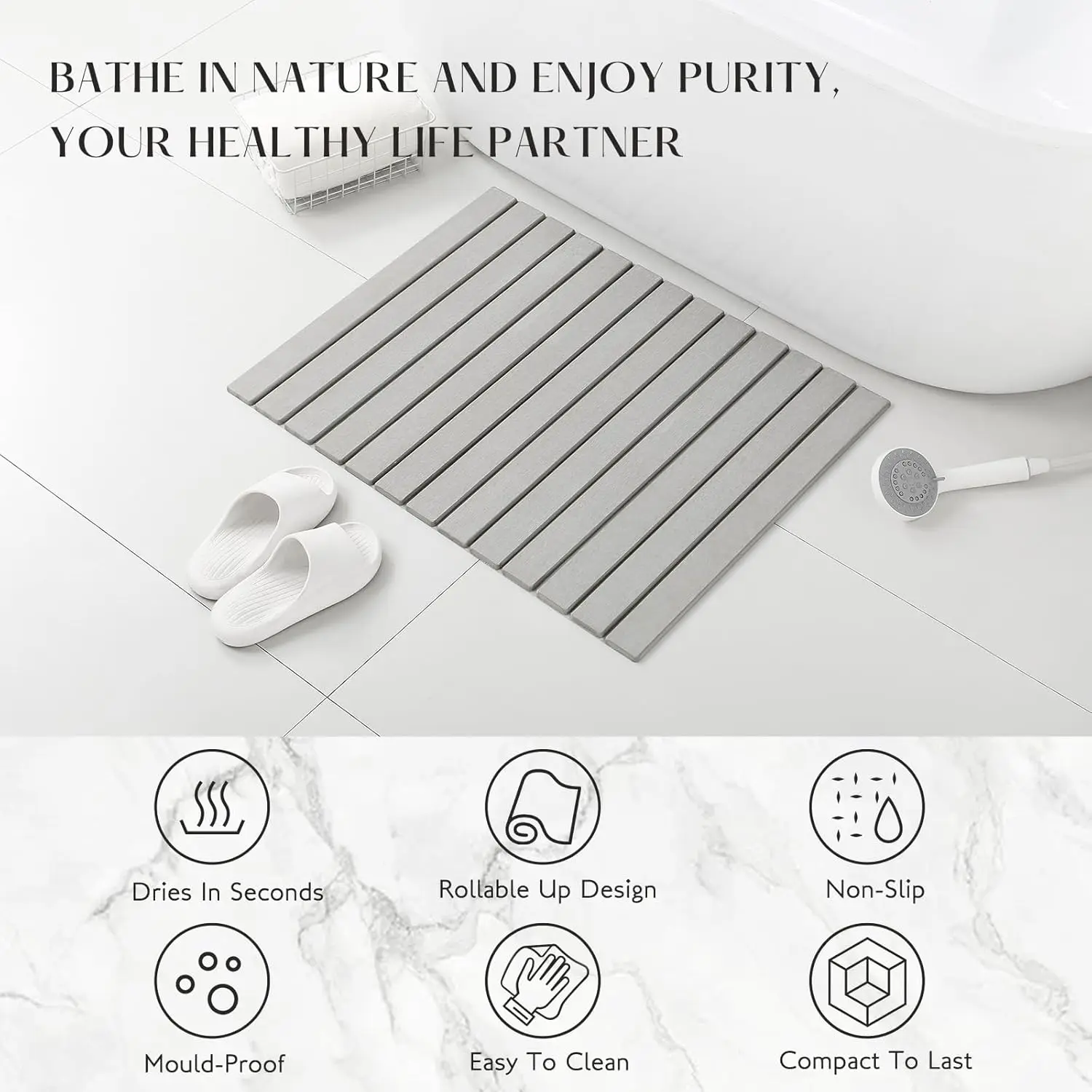 Extra Large Non-Slip Diatomite Bath Mat, 31x23.5 Inch Quick Dry Stone Mat for Bathroom Kitchen Pet