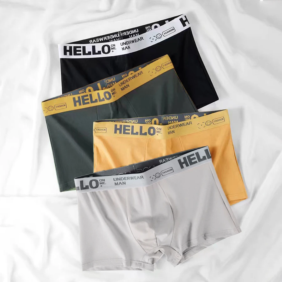 4 Stücke Boxershorts männer Unterwäsche Sexy Höschen Baumwolle Boxer Mann Unterhose Männliche Shorts Homme U Konvexen Dessous Kostenloser Versand