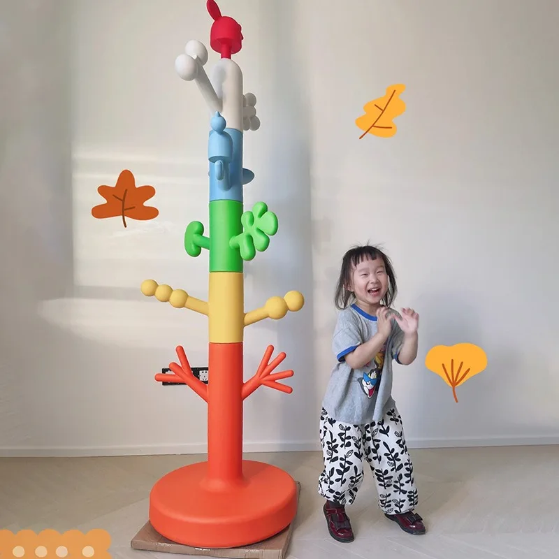 Floor hanger, bedroom cartoon coat rack, colorful creative paradise tree plastic clothes rack
