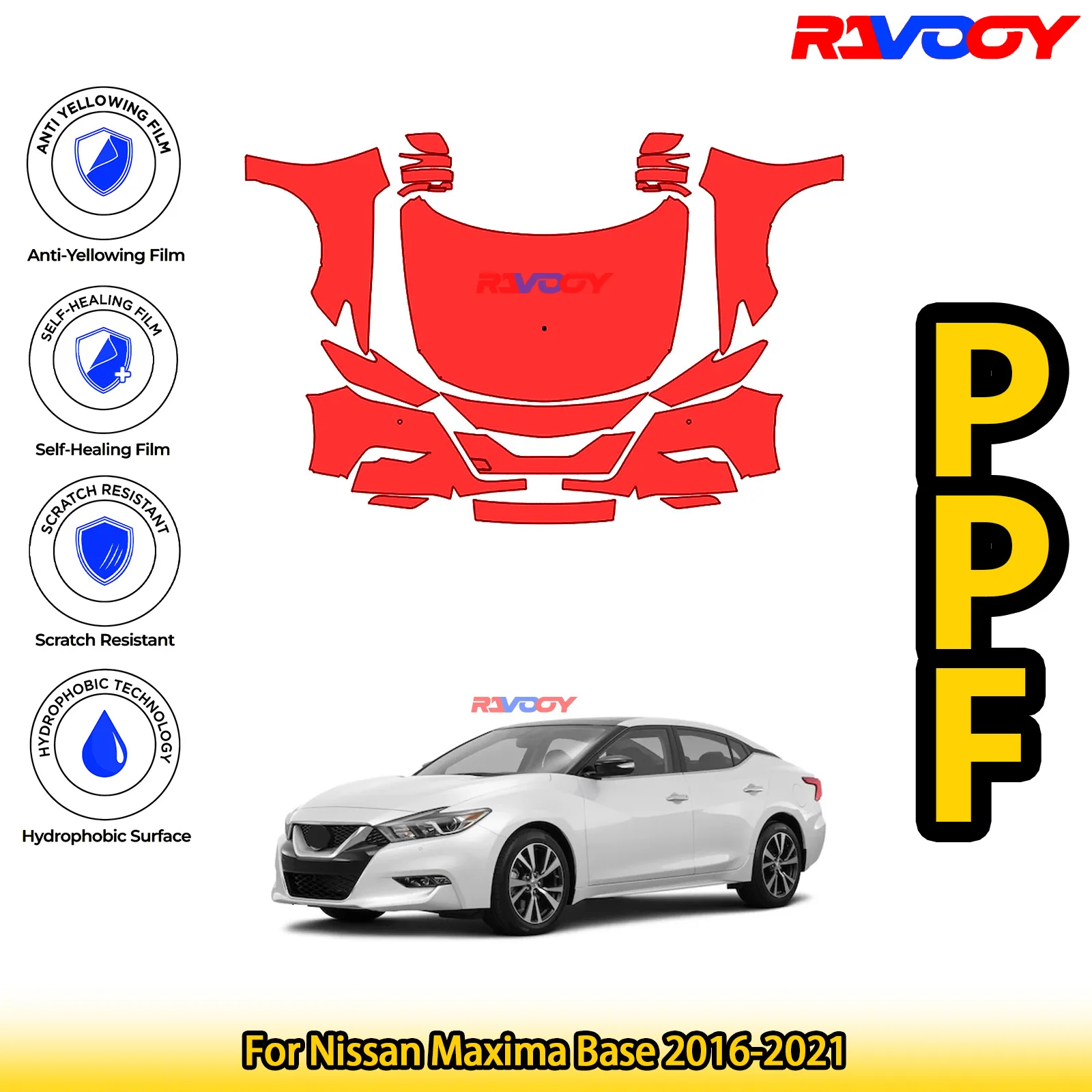 

Для Nissan Maxima Base 2016-2021 глянцевая матовая черная предварительно вырезанная передняя защитная пленка PPF для защиты от краски