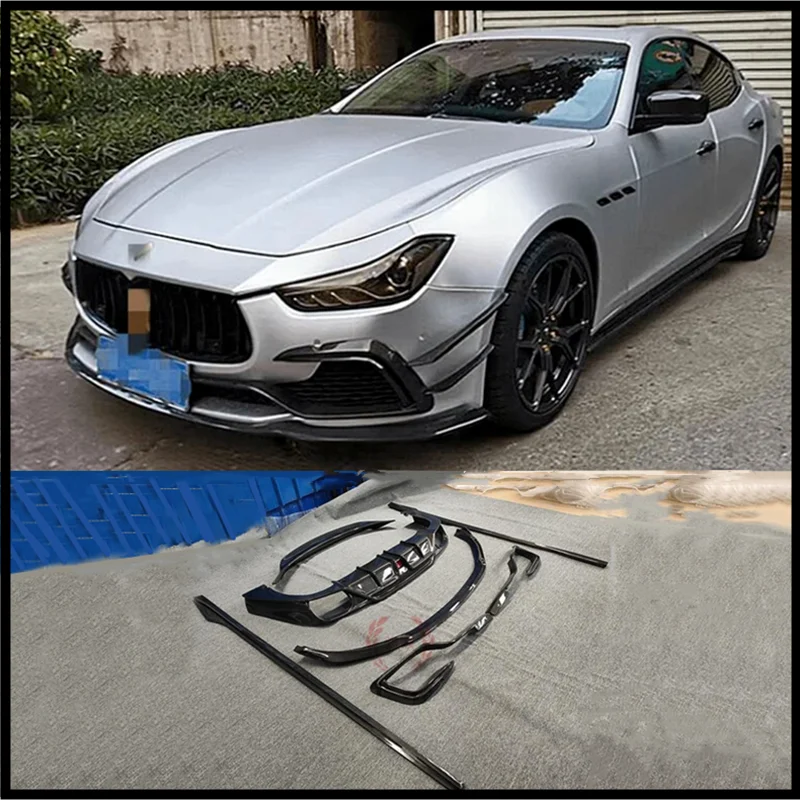 High Quality Real Carbon Fiber Front Lip Rear Diffuser Side Skirt Kit Spoiler Refits For Maserati Giboli 2013 2014 2015 2016