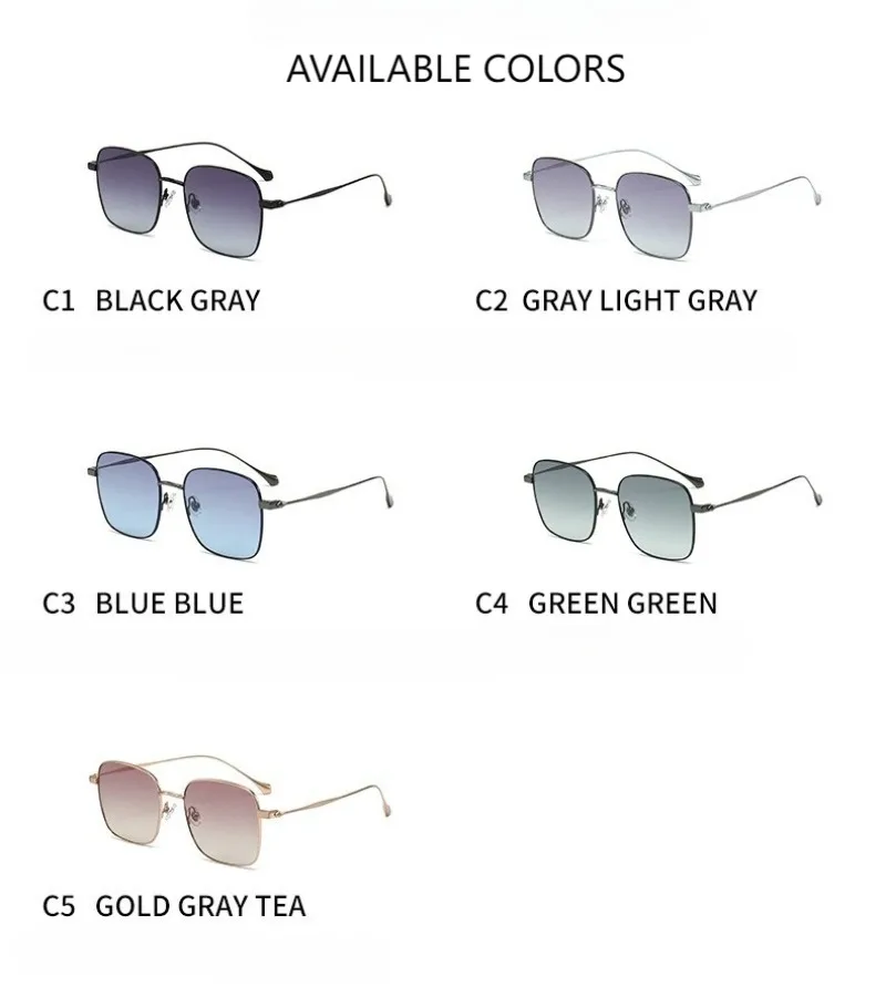 Summer New Large Square Frame Sunscreen Polarized Sunglasses Men and Women Trend of Simple Ultra-light Pure Titanium Sunglasses