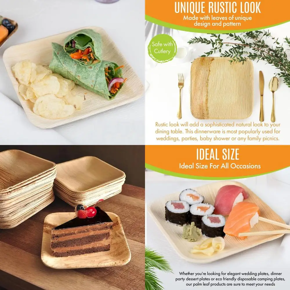 

Набор из 50 одноразовых тарелок, 6-дюймовых, квадратных, под бамбук, прочные и декоративные, идеально подходят для свадеб, вечеринок, мероприятий на открытом воздухе