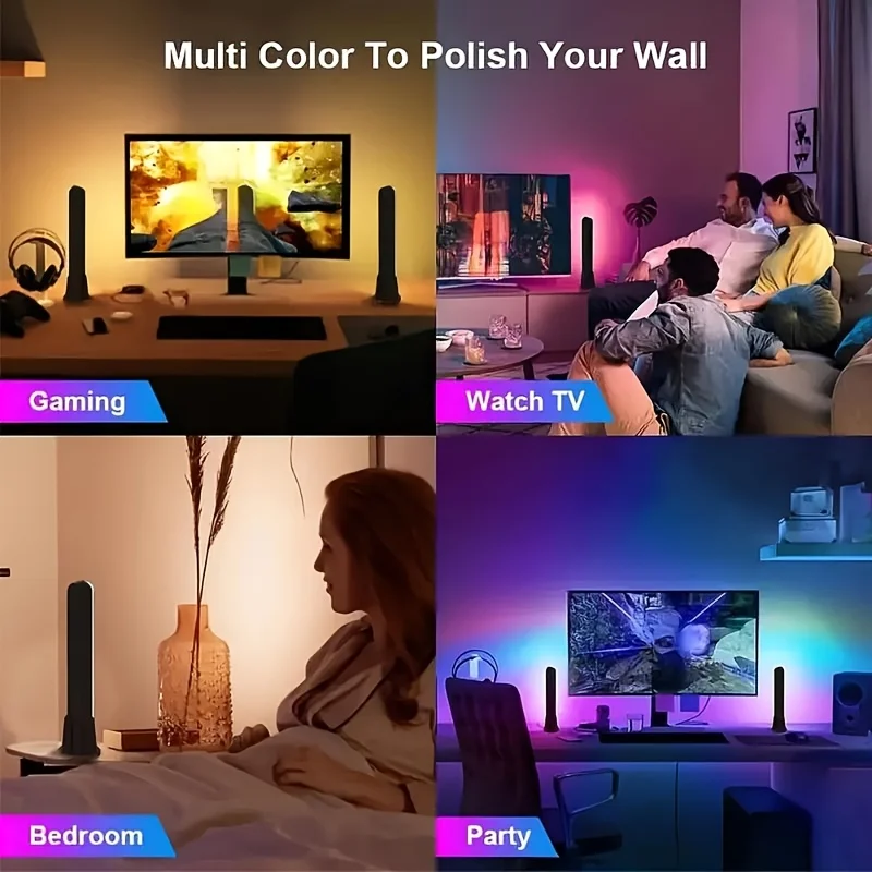 1pc Computer Desktop Luce decorativa RGB Smart Light Bar Luce colorata USB con telecomando Adatto per la decorazione della camera da letto