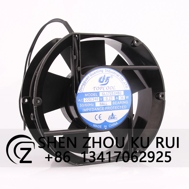 Case Fan for TOPCOL GL17251HB2 172*150*51MM 220/240V 0.23A 36W Dual Ball Cabinet Cooling Fan