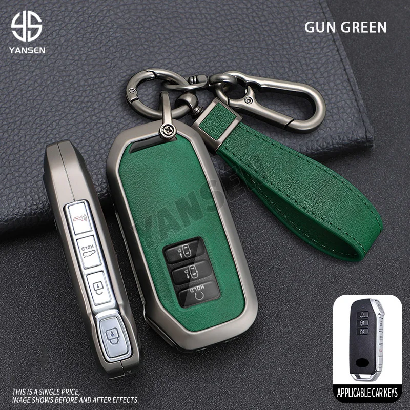 2024 Alloy Metal Leather Key Case Cover For Hyundai Kia EV6 Remote Key Fob Cover Kia Keychain Acesssories