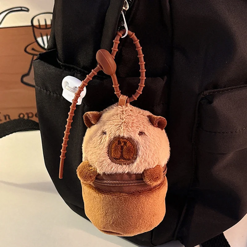 かわいいカピバラのコインパース、かわいいぬいぐるみペンダント、家の装飾、ドーパミンを高める柔らかいぬいぐるみ、パンダの漫画おもちゃ、ティーンガールズギフト