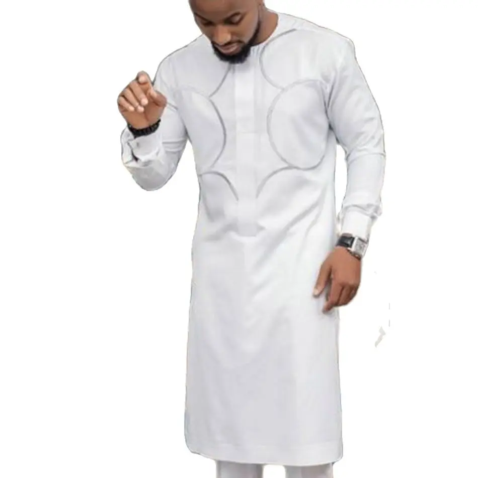 Brand New 2 Piece Long Sleeve T-shirt Pant Sets Embroidered Kaftan Luxury Men Suits Ethnic Element Dashiki Men Wedding Dress