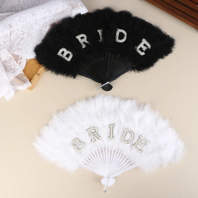 Hand Fan Photography Prop Feather Retro Style Folding Fan For Wedding Party  Hand Held Fan Decoration For Dance And Show