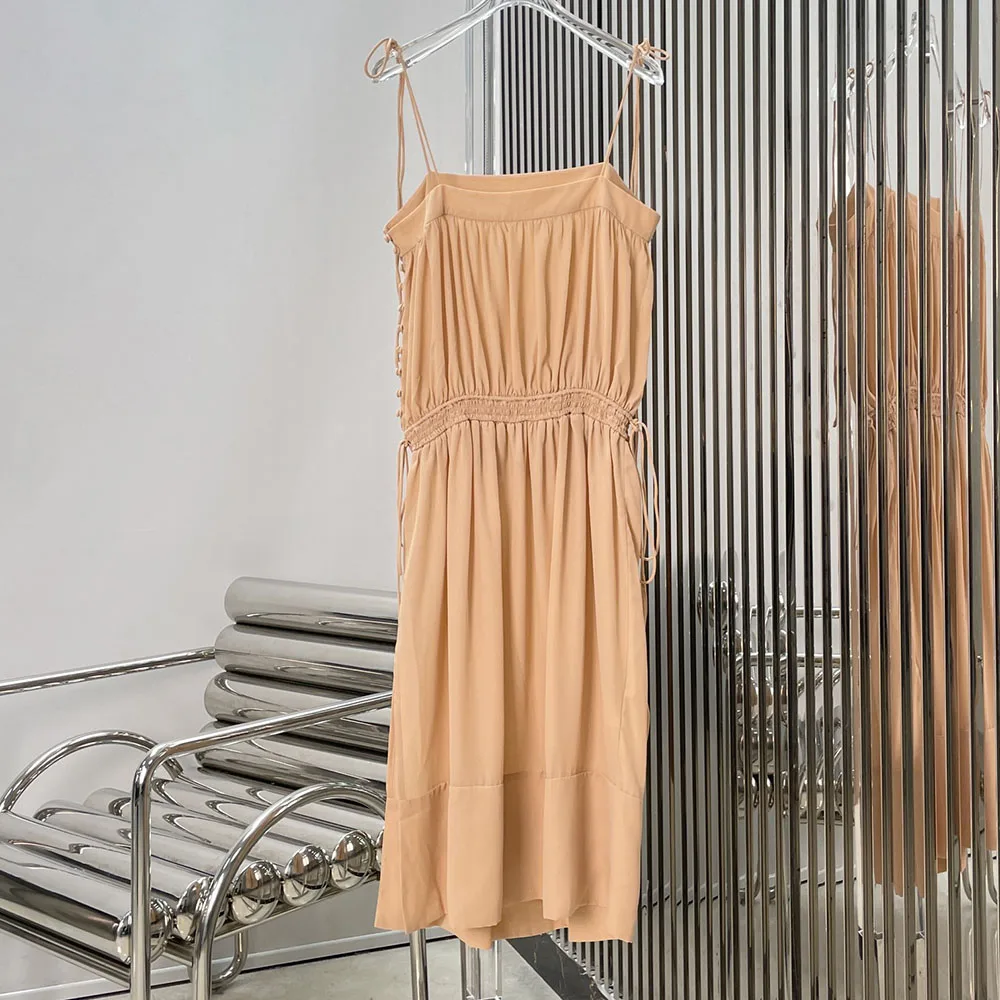 

High-quality 2026 new style women's solid-color halter dress with elastic waistband, a fashionable and elegant dress xy2651523